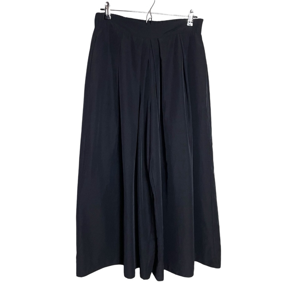 Free People Wide Leg Cropped Pants Culottes Pleated Black